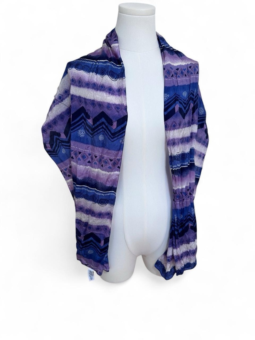Vintage Albertazzi 100% Silk Purple Geometric 80's Zig Zag Abstract Scarf